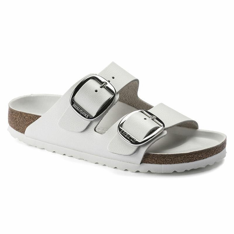 Birkenstock Big Přezkou Læder Arizona Dame Hvide | DK 471PJJ